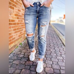 Judy Blue Paint Splatter Boyfriend Jeans Size 1/25